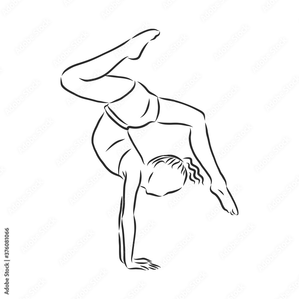 Acrobatic, balance, performance, cooperation concept. Hand drawn ...