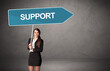 © ra2 studio - Young business person in casual holding road sign with SUPPORT inscription, new business direction concept