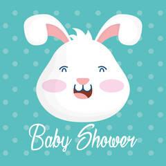 Poster - baby shower card with bunny head dotted background