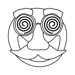 Poster - crazy emoji face with mustache and glasses mask fools day line style