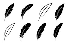 Set Feather Icon Sign – Vector