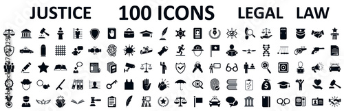 Fotomural Legal, law and justice 100 icons set - stock vector