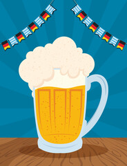 Poster - oktoberfest party celebration poster with beer jar and garlands