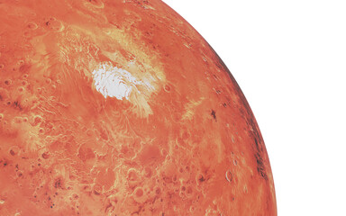 Wall Mural - south polar cap on mars close up isolated. high quality 3d rendered illustration. elements of this i