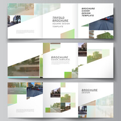Wall Mural - vector layout of square format covers design templates for trifold brochure, flyer, cover design, bo