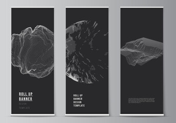 Wall Mural - vector layout of roll up mockup templates for vertical flyers, flags design templates, banner stands
