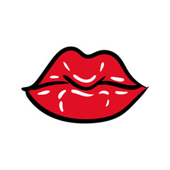 Canvas Print - sexi mouth pop art line and fill style icon