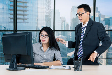 Wall Mural - Manager support his partner while work in office