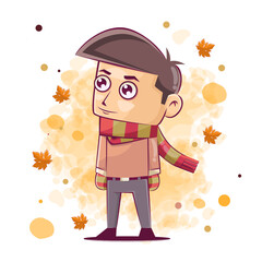 Wall Mural - man posing in stylish outfits for autumn season vector illustration