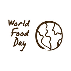 Poster - world food day celebration lettering with planet earth line style