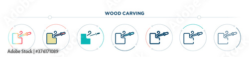 Fotomural wood carving icon designed in gradient, filled, two color, thin line and outline style