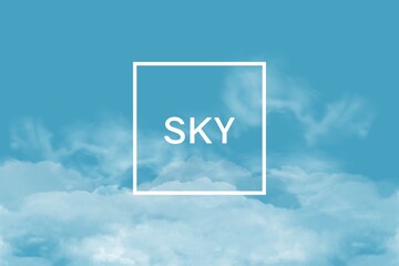 Wall Mural - poster with clouds and frame for text. horizontal banner with sky background.