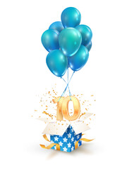 Wall Mural - 10th years celebrations. greetings of ten anniversary isolated vector design elements. open textured