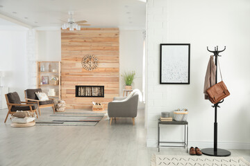 Poster - Apartment interior with stylish living room and hallway