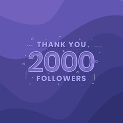 Thank you 2000 followers, Greeting card template for social networks.