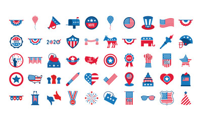 Canvas Print - bundle of fifty usa elections set icons