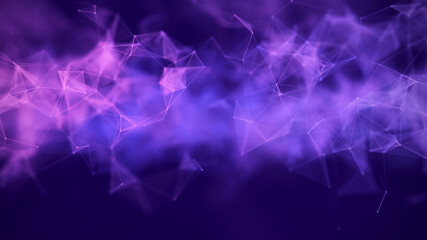 Leinwandbilder - Abstract light purple composition with connection dots and lines. Low poly shape with connecting. Polygonal violet background.