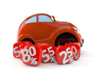 Poster - Red car with percent symbols