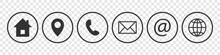 Contact Icons. Collection Of Communication Symbols. Mobile Icons. Contact, Email, Mobile Phone, Message Icons. Vector Illustration