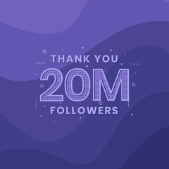 Thank you 20M followers, Greeting card template for social networks.