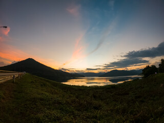 sunset over the mountains