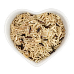 Wall Mural - brown rice in heart shaped plate