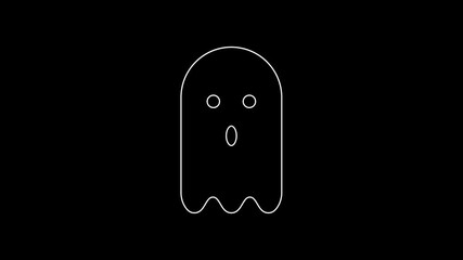 Canvas Print - White line Ghost icon isolated on black background. 4K Video motion graphic animation.