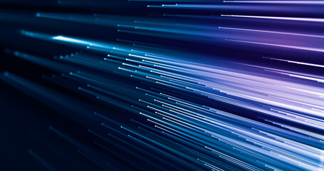 Wall Mural - led lights connected by dots, fast concept data communication. 3d rendering