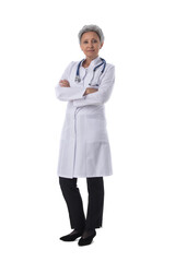 Wall Mural - Female doctor isolated on white