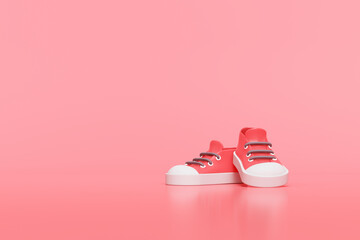 Creative Red shoe on gradient background, 3d rendering.