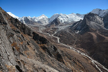 The Village Of Chukhung Is Dwarfed By The Surrounding Imja And Ama Dablam Glaciers.