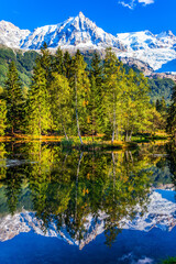 Canvas Print - Fantastic sunset in the autumnal Alps