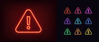 © Дмитрий Майер - Neon warning icon. Glowing neon warning sign, exclamation mark