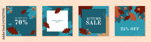 Fotografía Set of autumn theme templates for social media, mobile apps, banners, ads