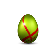 Wall Mural - easter egg 3d icon. red green egg, isolated white background. bright realistic design, decoration fo