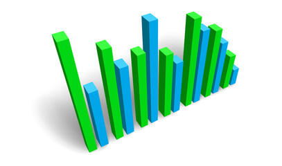 3d bar chart down vector