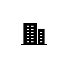 Office building Icon in black flat glyph, filled style isolated on white background