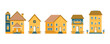 set of vector houses, in flat style (yellow)
