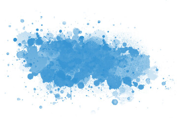 Wall Mural - watercolor brush texture background. blue color paint stain splash water pattern on white paper, han