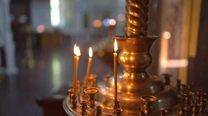 Wall Mural - candle holder for many burning candles. Orthodox Church. belief in god.