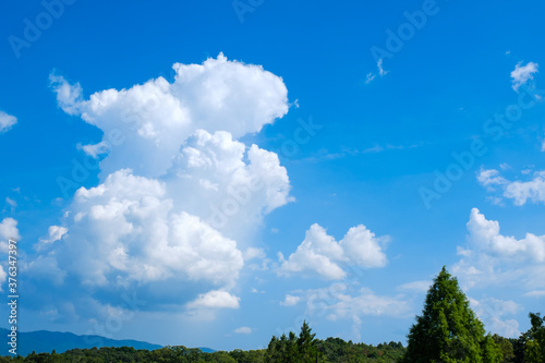 入道雲が広がる真夏の空 積乱雲 8月 背景素材 コピースペース August Wall Mural Augu Rummy Rummy