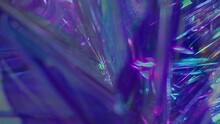 Blue And Purple Neon Shiny Festive Texture. Blurred Colorful Bright Prism Lights. Abstract Luminous Holiday Night Background 