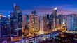 Early evening shot of Makati skyline, Metro Manila, Philippines.