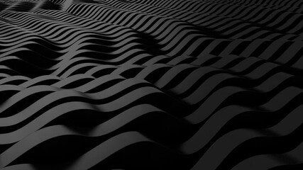 Wall Mural - Abstract Black  Background. Parametric surface. Futuristic sci-fi landscape. Seamless Looping Animation