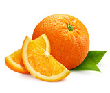 Fototapeta Mapy - Orange isolated on white background. Orange macro studio photo. Orange with clipping path
