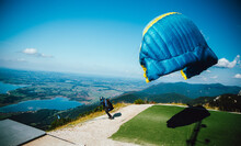 Paragliding In The Mountains Takeoff