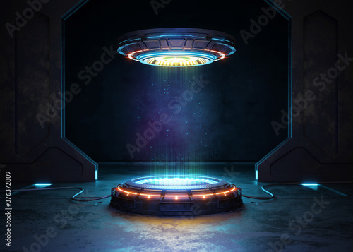 Fotomural Abstract background, Futuristic pedestal for product presentation, Display moder