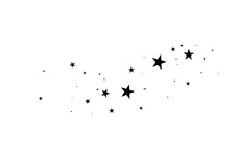 Stars On A White Background. Black Star Shooting With An Elegant Star.Meteoroid, Comet, Asteroid, Stars.