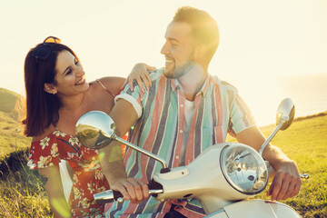 Wall Mural - Friends traveling on their motorcycle and enjoying the summer