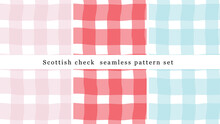 Scottish Check Pattern Set.  Scottish Check Retro  Vector Pattern. 